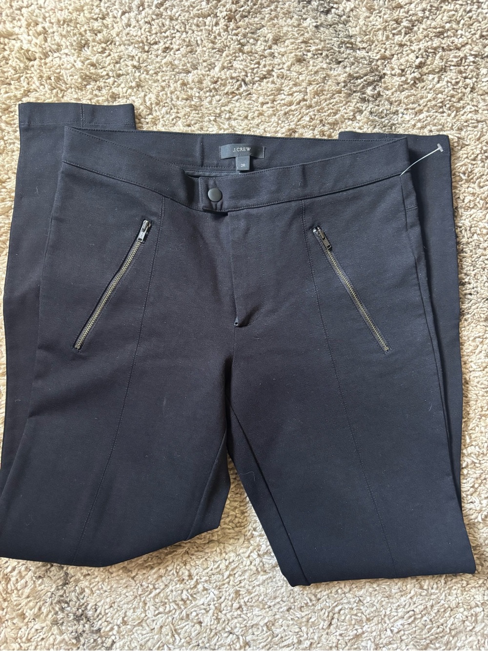 J.Crew Pixie Snap Front Ponte Slim Ankle Pants Black Size 2R (Style B3985)